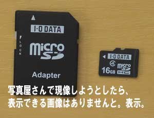 microSDをカメラ屋さんの機械に入れたら、画像がありませんと表示。