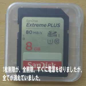 デジカメの写真を1枚削除が全削除し、途中で電源を切りましたが消えました