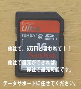 SDカード復元。他社で、6万円と言われて悩んでいます。他社でできればデータサポートで可能です。